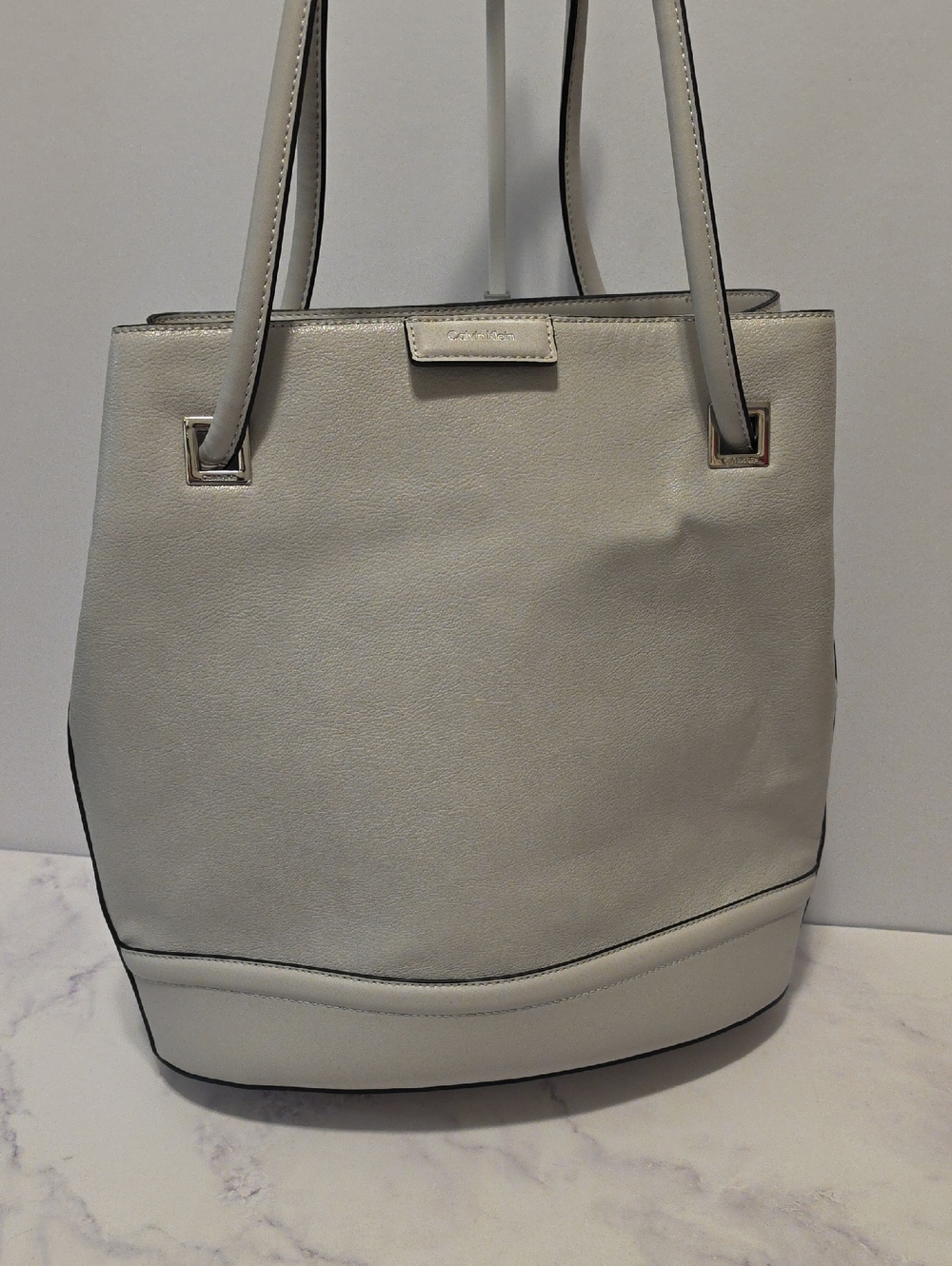 Calvin Klein Light Gray Women's Tote Bag - Classic Shoulder Handbag